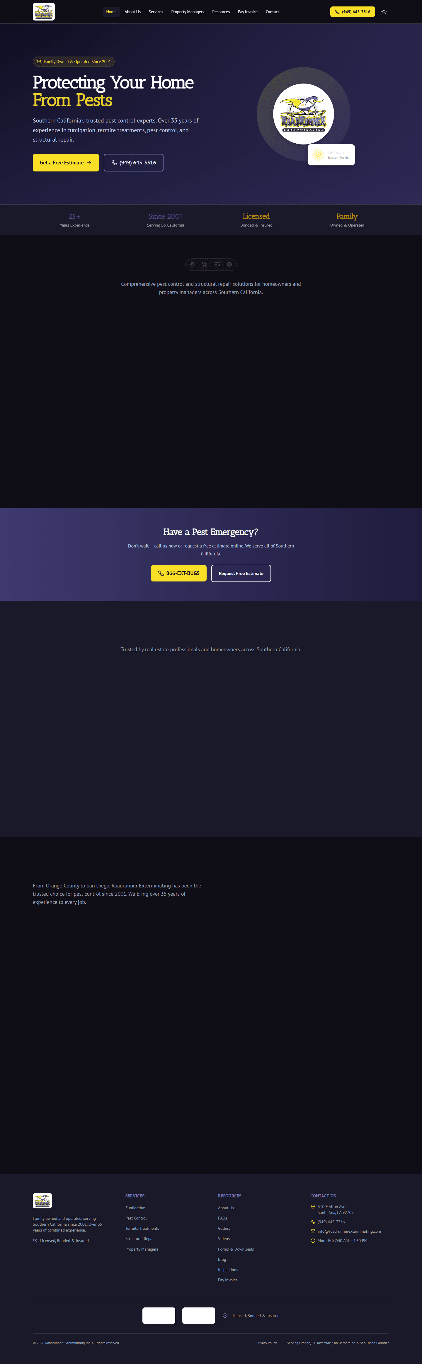 Roadrunner Exterminating — WordPress to Astro Rebuild — Site